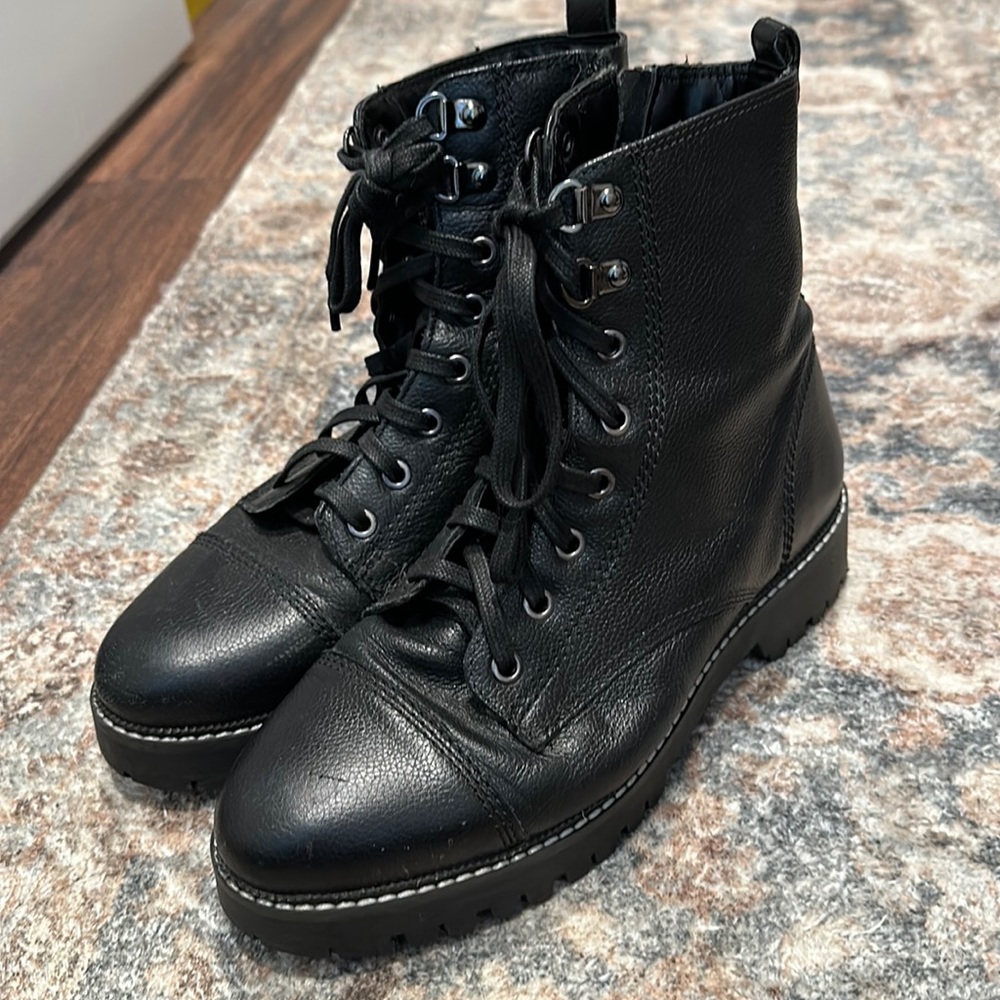 River Island Black Zip Combat Boots - Sz 7.5 (38)